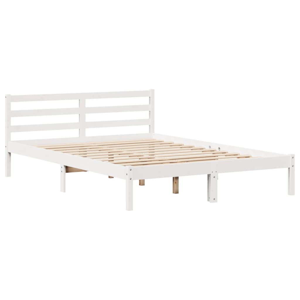 Bed Frame with Headboard without Mattress White 140x190 cm