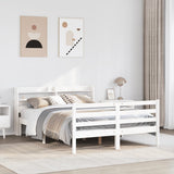 Bed Frame with Headboard without Mattress White 140x190 cm