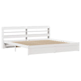 Bed Frame with Headboard without Mattress White 200x200 cm