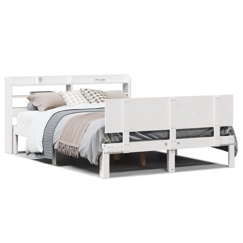 Bed Frame with Headboard without Mattress White 140x190 cm