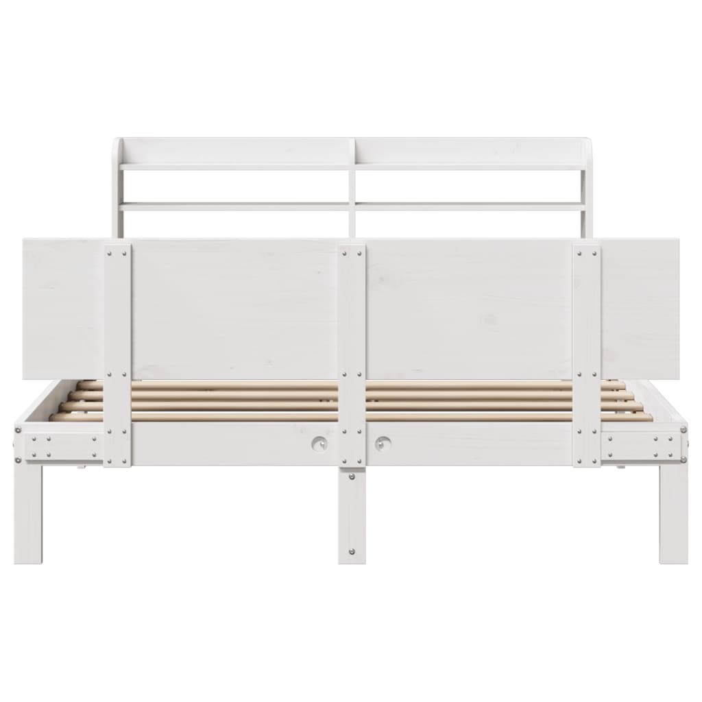 Bed Frame with Headboard without Mattress White 140x190 cm