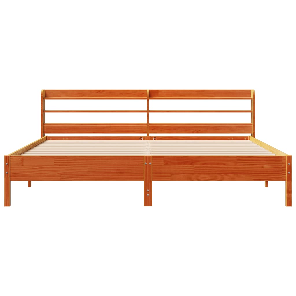 Bed Frame without Mattress Wax Brown 180x200 cm Super King Solid Wood Pine