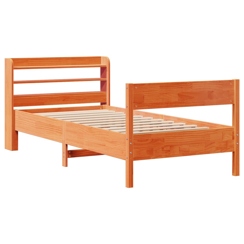 Bed Frame without Mattress Wax Brown 75x190 cm Small Single Solid Wood Pine