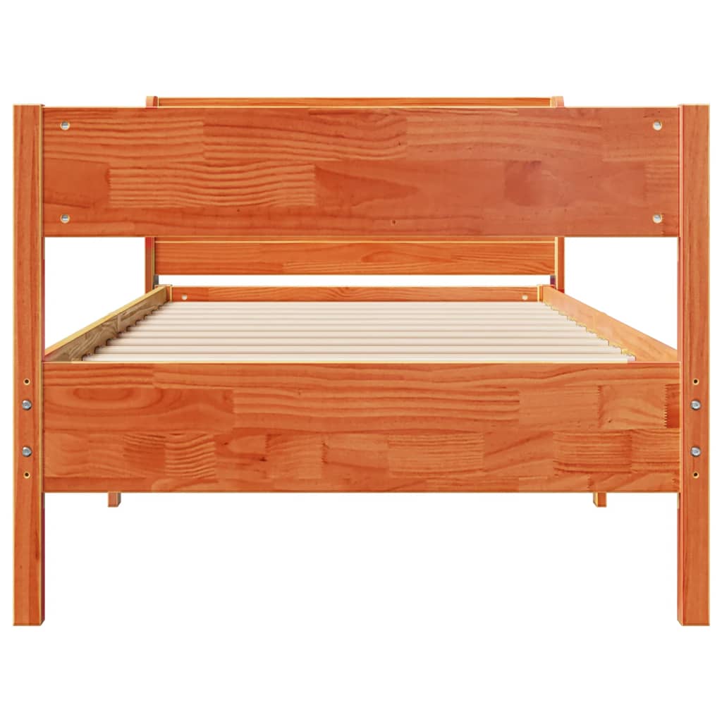 Bed Frame without Mattress Wax Brown 75x190 cm Small Single Solid Wood Pine