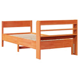 Bed Frame without Mattress Wax Brown 75x190 cm Small Single Solid Wood Pine