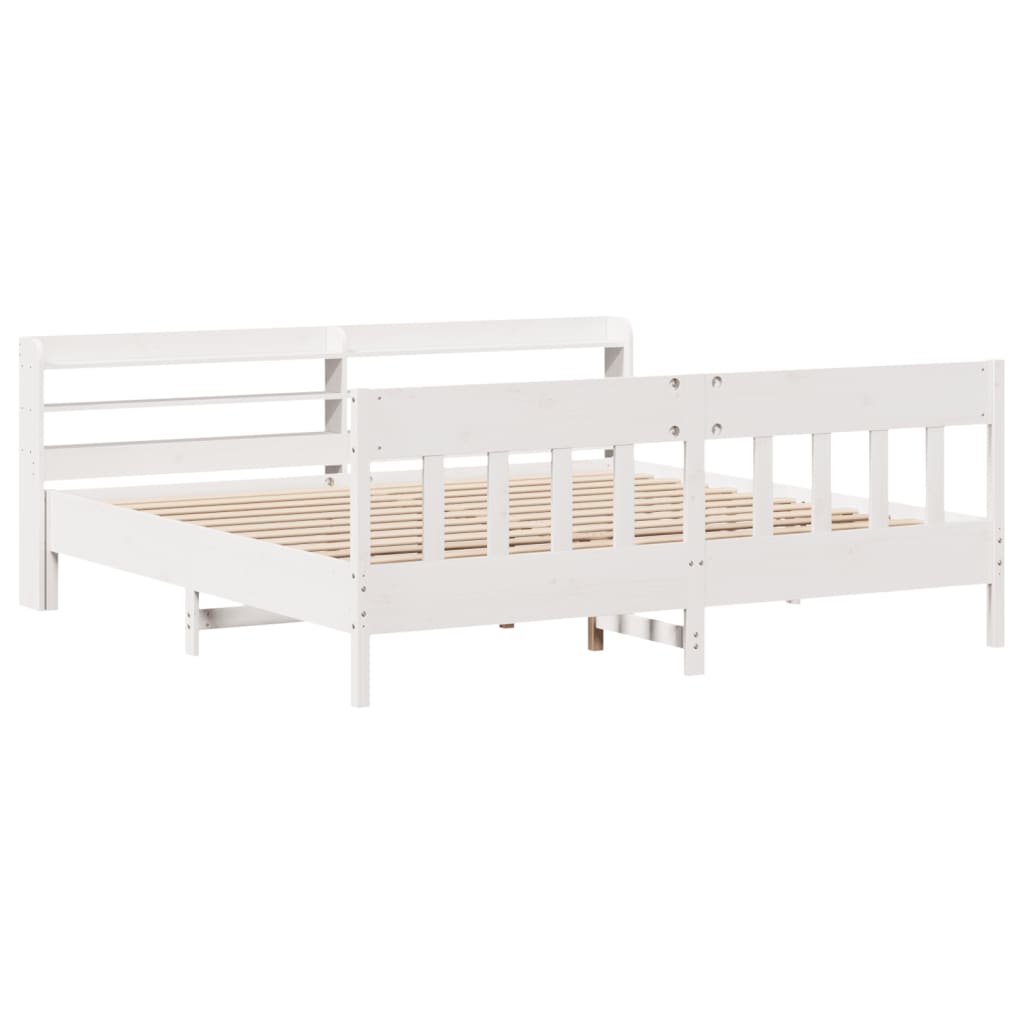 Bed Frame without Mattress White 180x200 cm Super King Solid Wood Pine