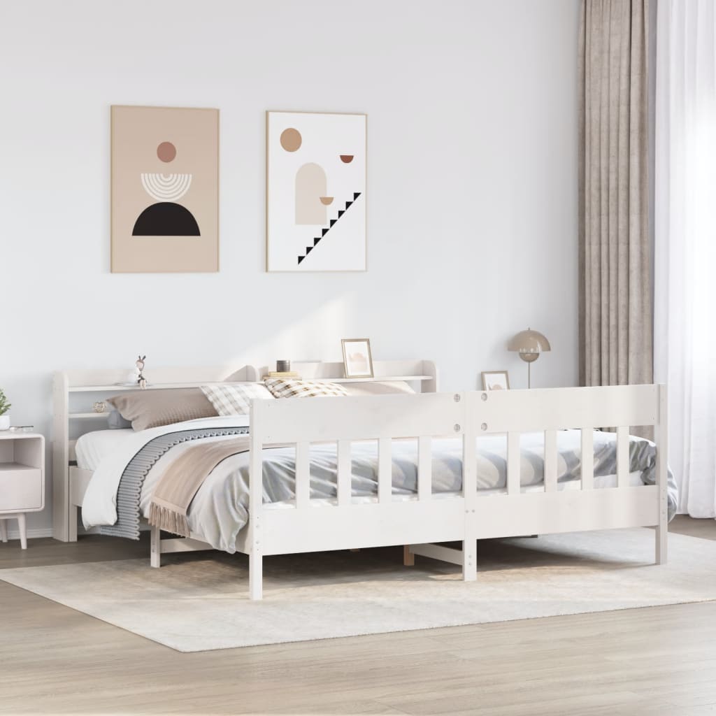 Bed Frame without Mattress White 180x200 cm Super King Solid Wood Pine