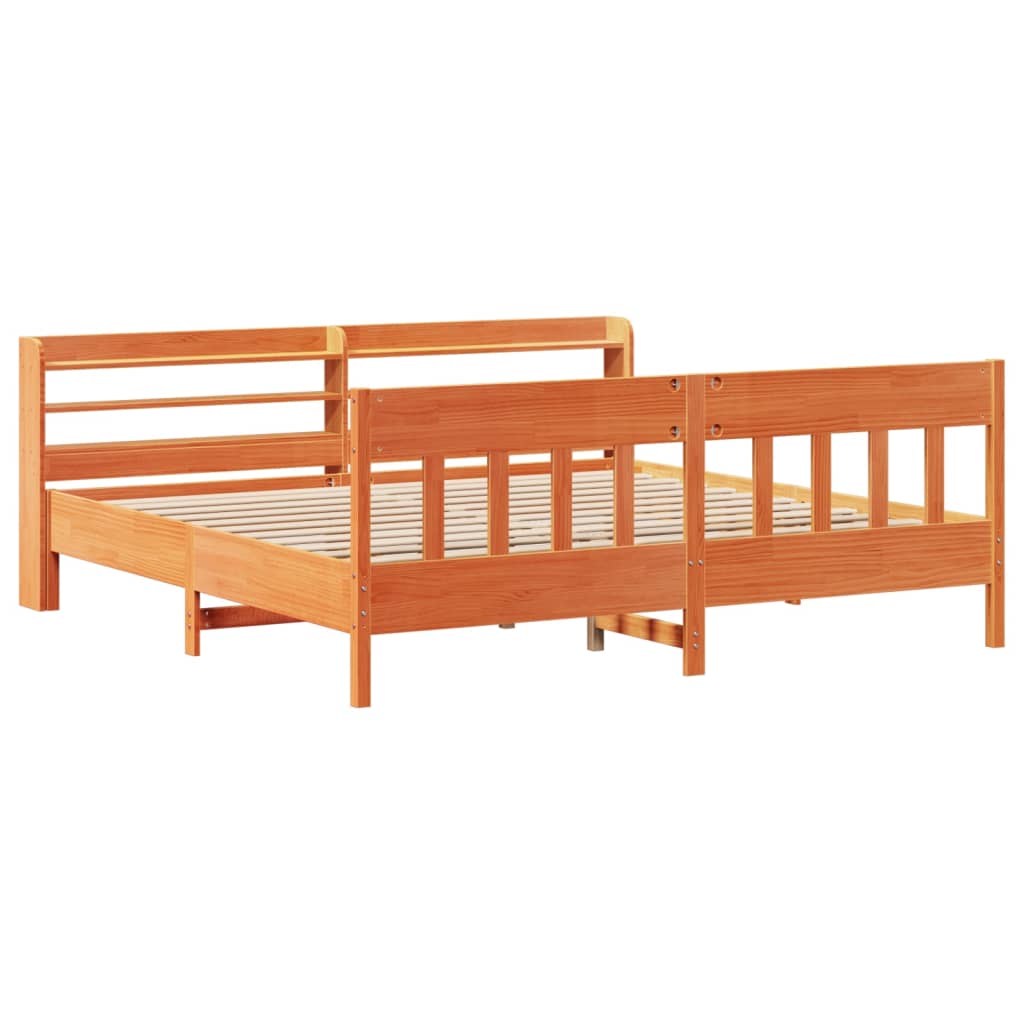 Bed Frame without Mattress Wax Brown 180x200 cm Super King Solid Wood Pine