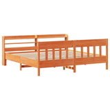 Bed Frame without Mattress Wax Brown 180x200 cm Super King Solid Wood Pine