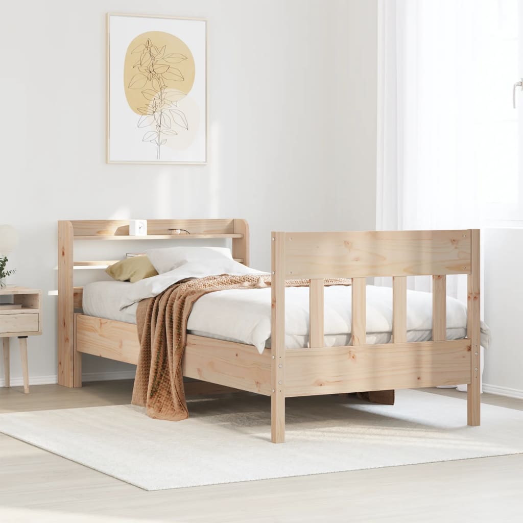 Bed Frame without Mattress 75x190 cm Small Single Solid Wood Pine