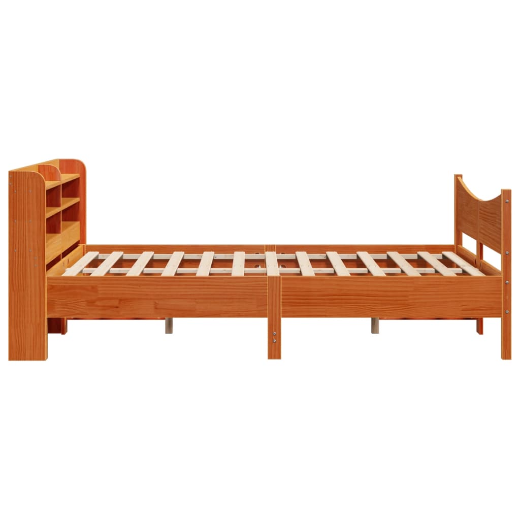 Bed Frame with Headboard Wax Brown 140x200 cm Solid Wood Pine