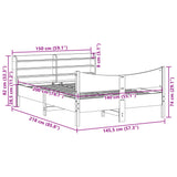 Bed Frame with Headboard Wax Brown 140x200 cm Solid Wood Pine