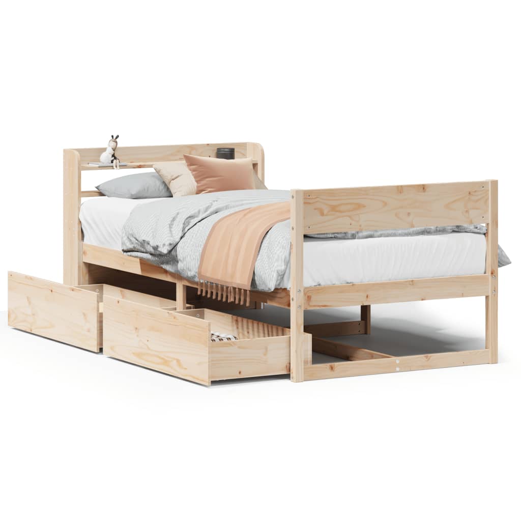 Bed Frame without Mattress 90x200 cm Solid Wood Pine