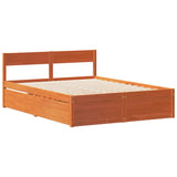 Bed Frame without Mattress Wax Brown 140x190 cm Solid Wood Pine