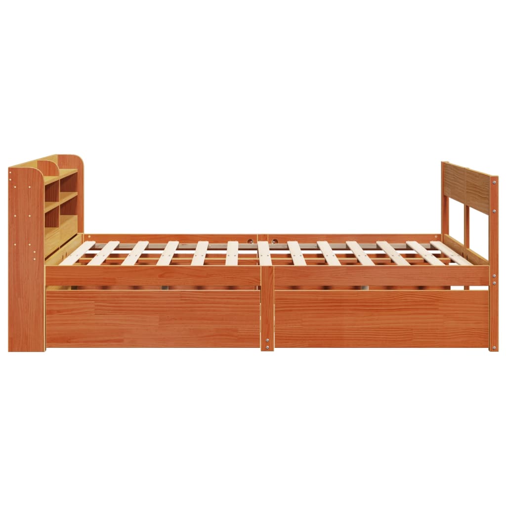 Bed Frame without Mattress Wax Brown 140x190 cm Solid Wood Pine