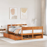 Bed Frame without Mattress Wax Brown 140x190 cm Solid Wood Pine