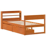 Bed Frame without Mattress Wax Brown 75x190 cm Small Single Solid Wood Pine