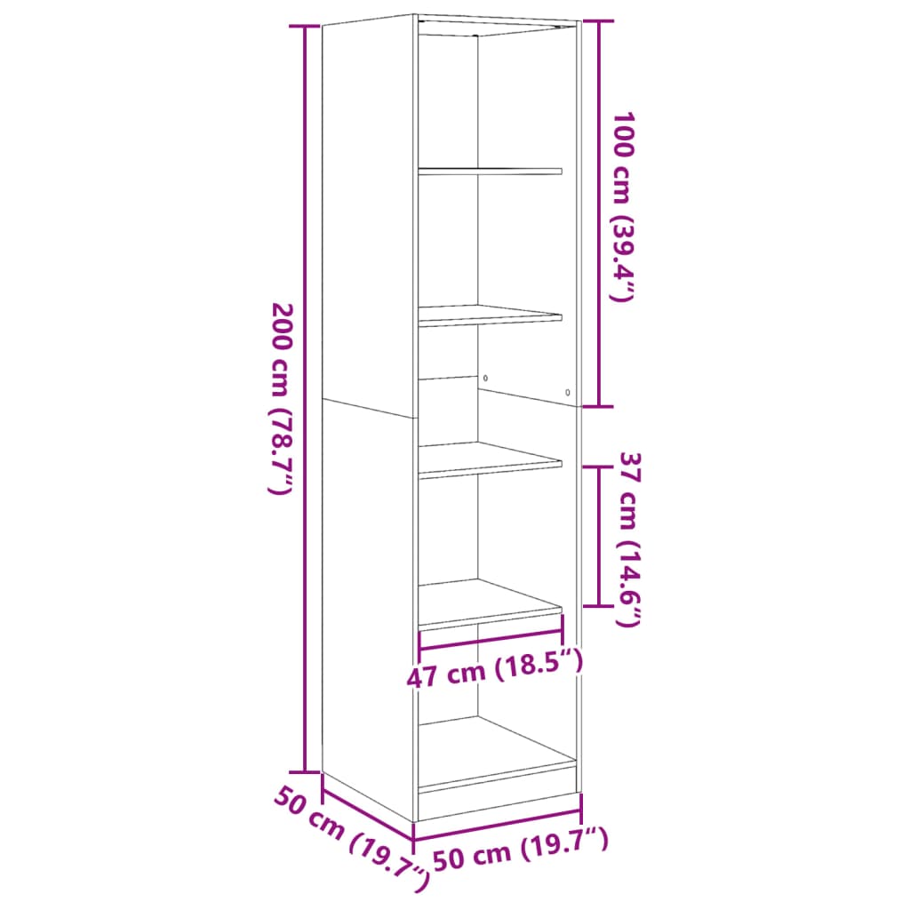 Wardrobe White 50x50x200 cm Engineered Wood