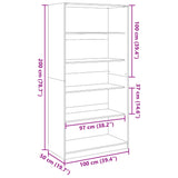 Wardrobe White 100x50x200 cm Engineered Wood