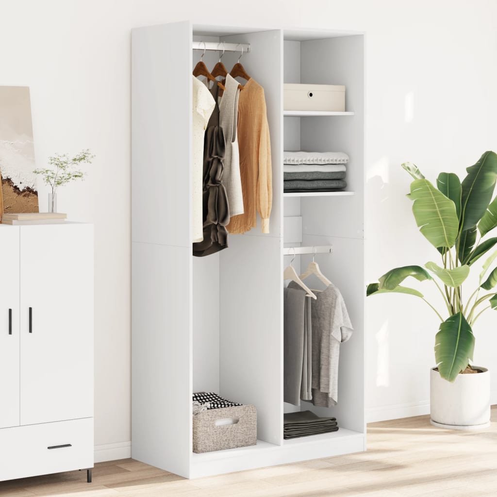 Wardrobe White 100x50x200 cm Engineered Wood