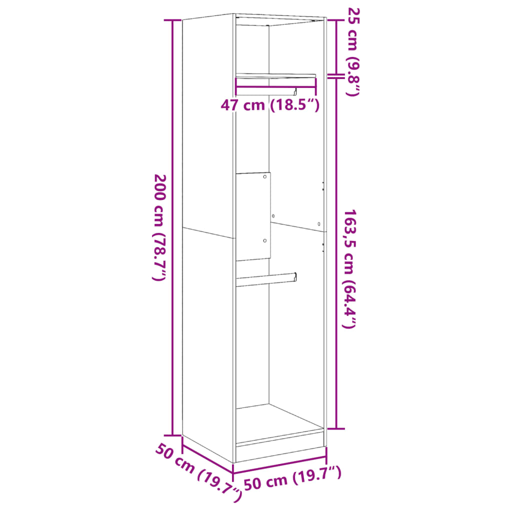 Wardrobe White 50x50x200 cm Engineered Wood