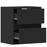 Wall-mounted Bedside Cabinets with LED Lights 2 pcs Black