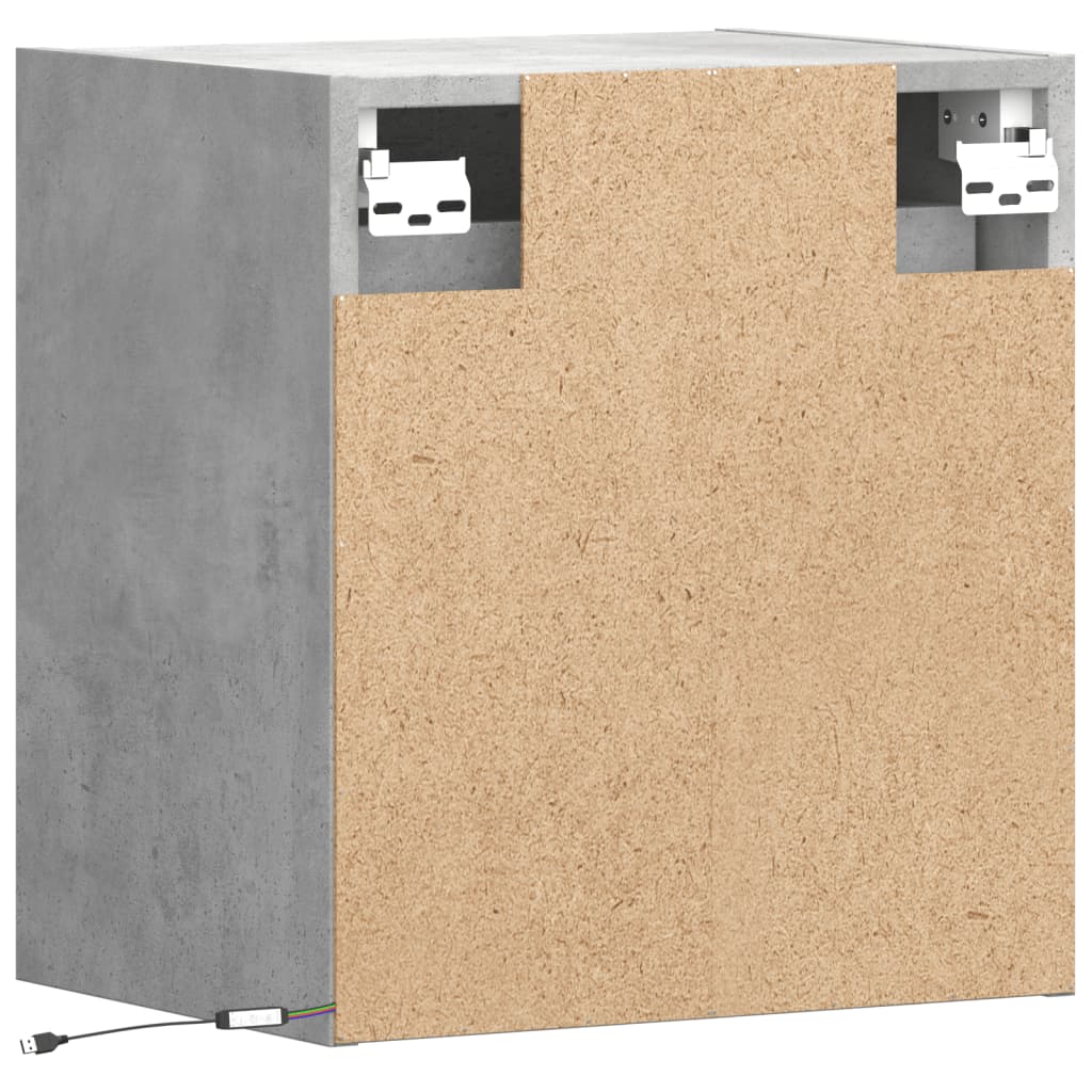 Wall-mounted Bedside Cabinets with LED Lights 2 pcs Concrete Grey