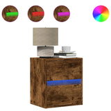 Wall-mounted Bedside Cabinets with LED Lights 2 pcs Smoked Oak