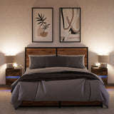 Wall-mounted Bedside Cabinets with LED Lights 2 pcs Smoked Oak