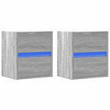 Wall-mounted Bedside Cabinets with LED Lights 2 pcs Grey Sonoma