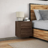 Wall-mounted Bedside Cabinet with LED Lights Brown Oak