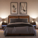 Wall-mounted Bedside Cabinets with LED Lights 2 pcs Brown Oak