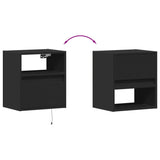 Wall-mounted Bedside Cabinet with LED Lights Black