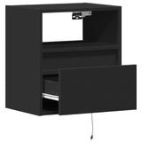 Wall-mounted Bedside Cabinets with LED Lights 2 pcs Black