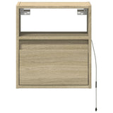 Wall-mounted Bedside Cabinets with LED Lights 2 pcs Sonoma Oak