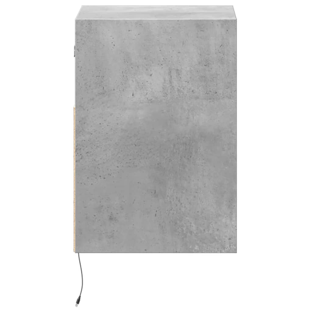 Wall-mounted Bedside Cabinets with LED Lights 2 pcs Concrete Grey