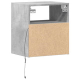 Wall-mounted Bedside Cabinets with LED Lights 2 pcs Concrete Grey