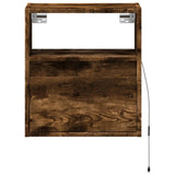 Wall-mounted Bedside Cabinets with LED Lights 2 pcs Smoked Oak