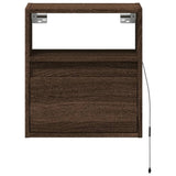 Wall-mounted Bedside Cabinets with LED Lights 2 pcs Brown Oak