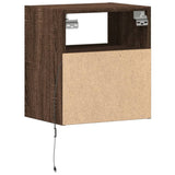 Wall-mounted Bedside Cabinets with LED Lights 2 pcs Brown Oak