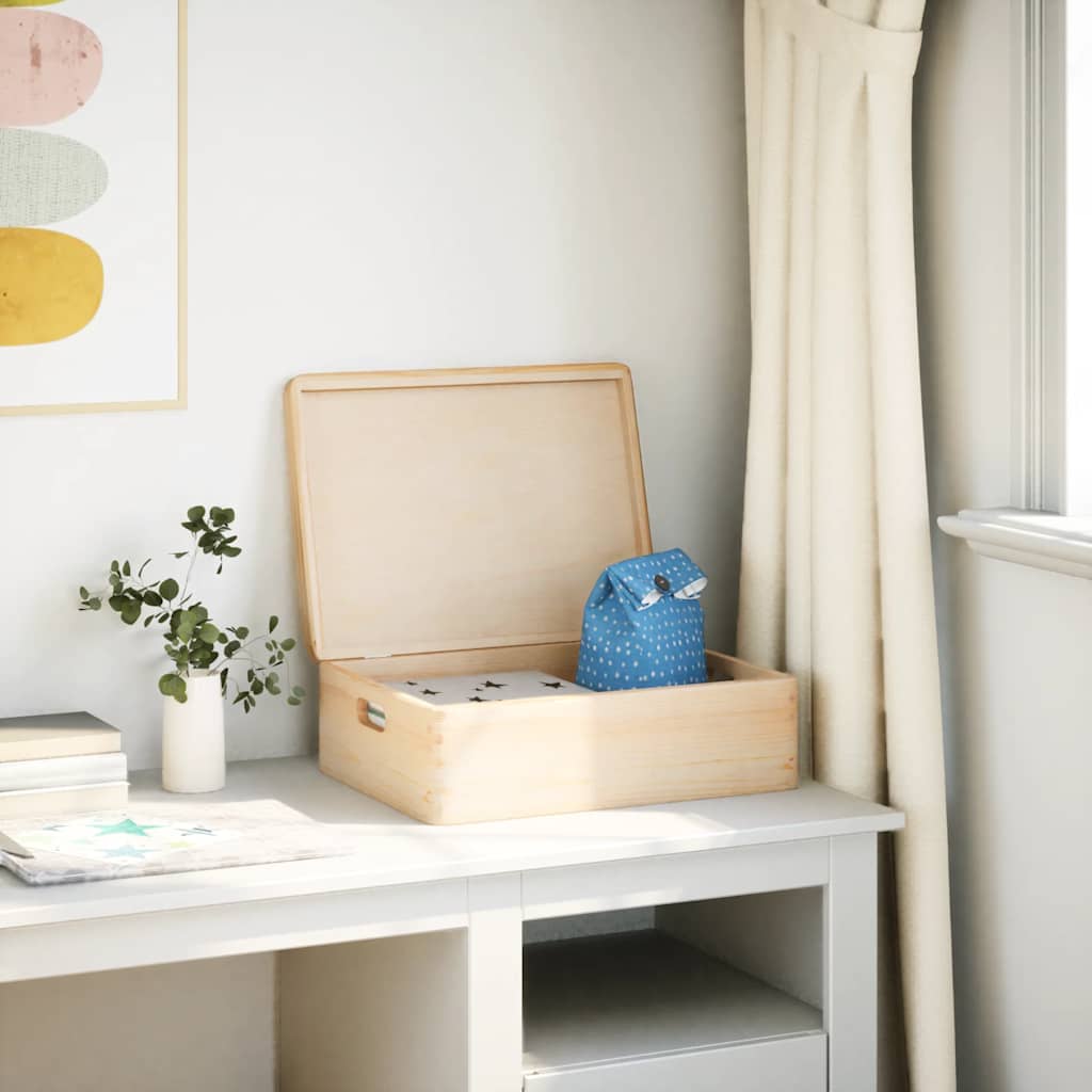 Wooden Box with Lid and Handles 40x30x13 cm Solid Wood Pine