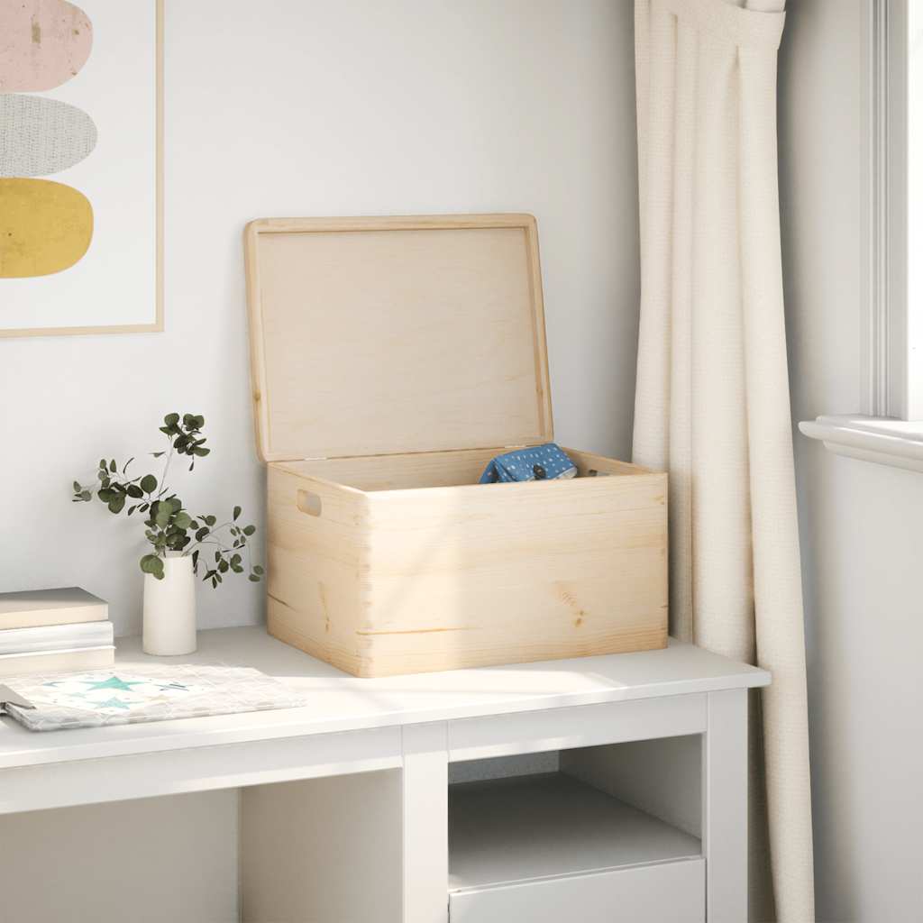 Wooden Box with Lid and Handles 40x30x23 cm Solid Wood Pine