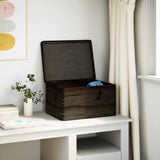 Wooden Box with Lid Black 40x30x23 cm Solid Wood Pine