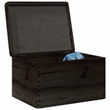 Wooden Box with Lid Black 40x30x23 cm Solid Wood Pine