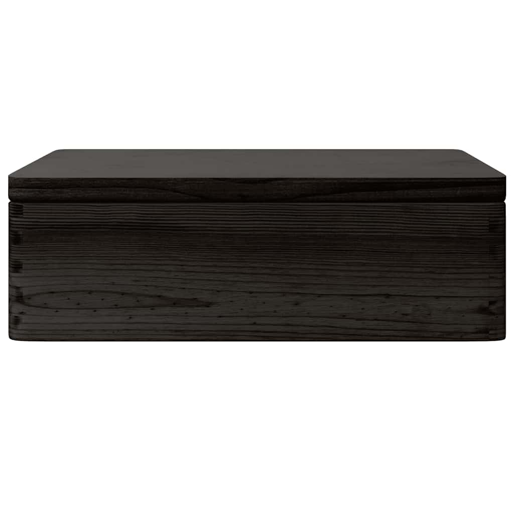 Wooden Box with Lid and Handles Black 40x30x13cm Solid Wood Pine