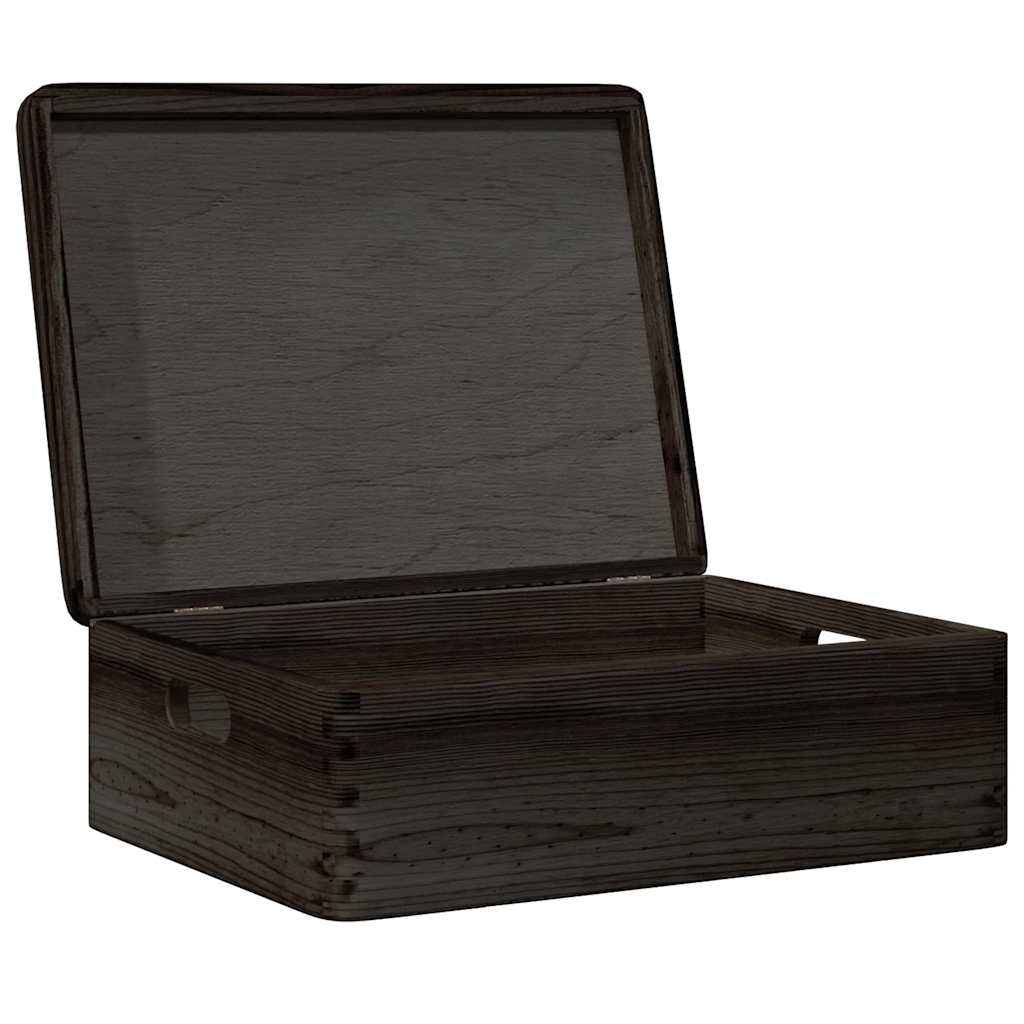 Wooden Box with Lid and Handles Black 40x30x13cm Solid Wood Pine