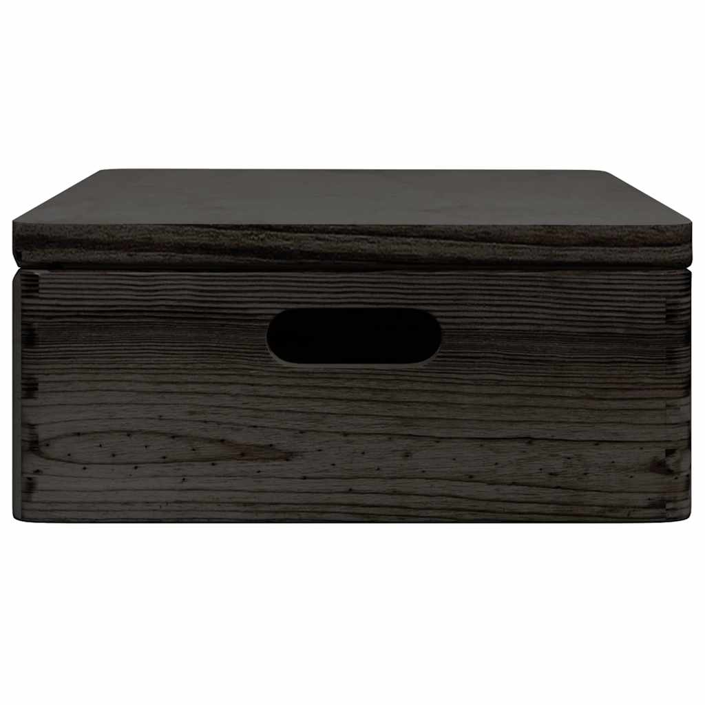 Wooden Box with Lid and Handles Black 40x30x13cm Solid Wood Pine