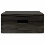 Wooden Box with Lid and Handles Black 40x30x13cm Solid Wood Pine