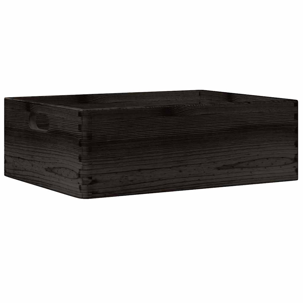 Wooden Box with Handles Black 40x30x13 cm Solid Wood Pine