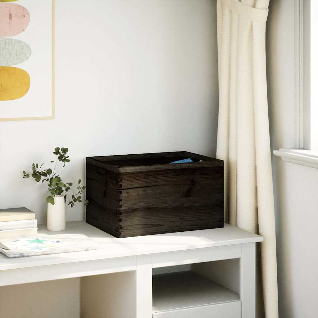 Wooden Box with Handles Black 40x30x23 cm Solid Wood Pine